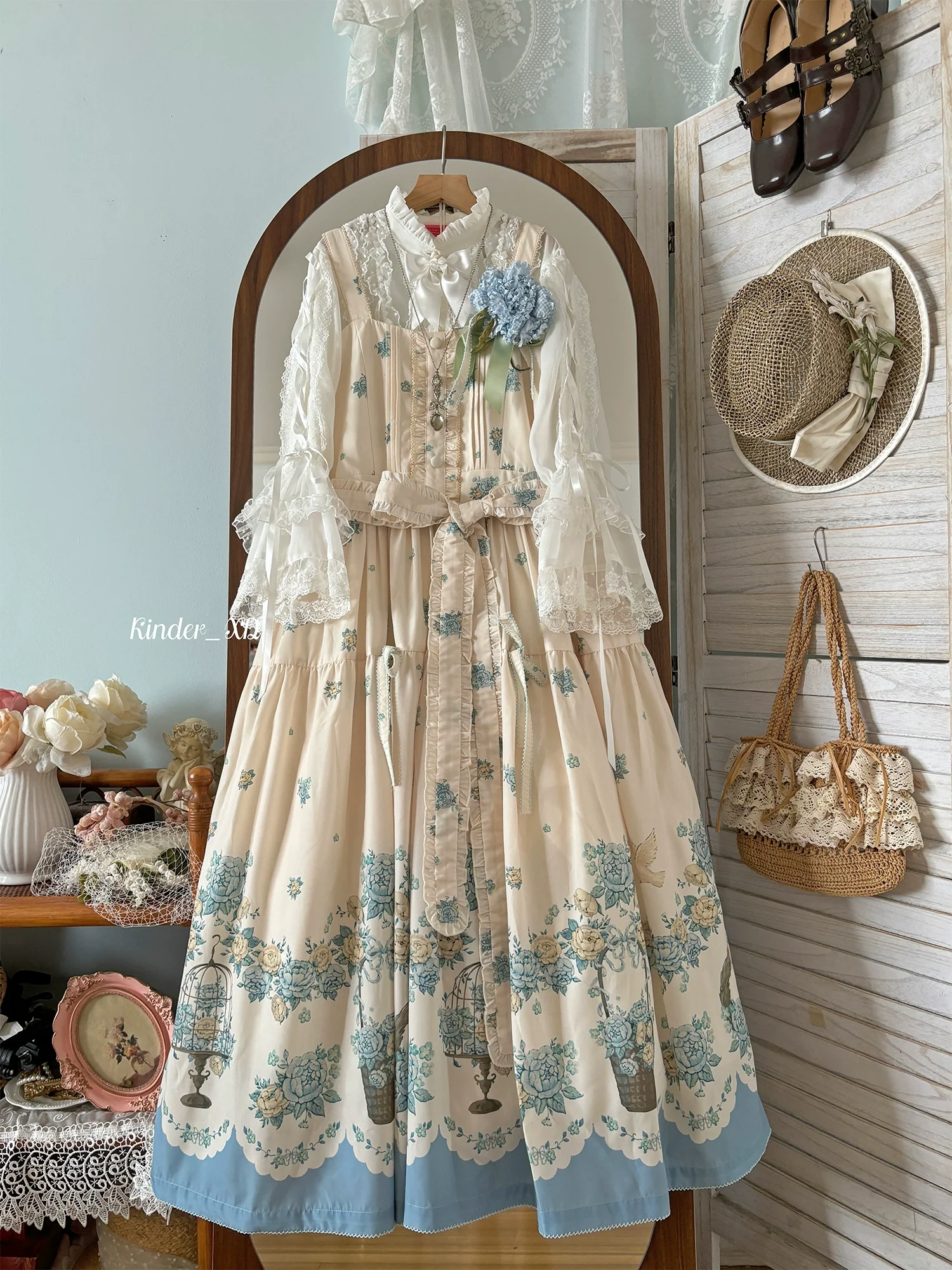 Floral and Bird Series - Classic Lolita JSK Dress, Floral Print - Image 12
