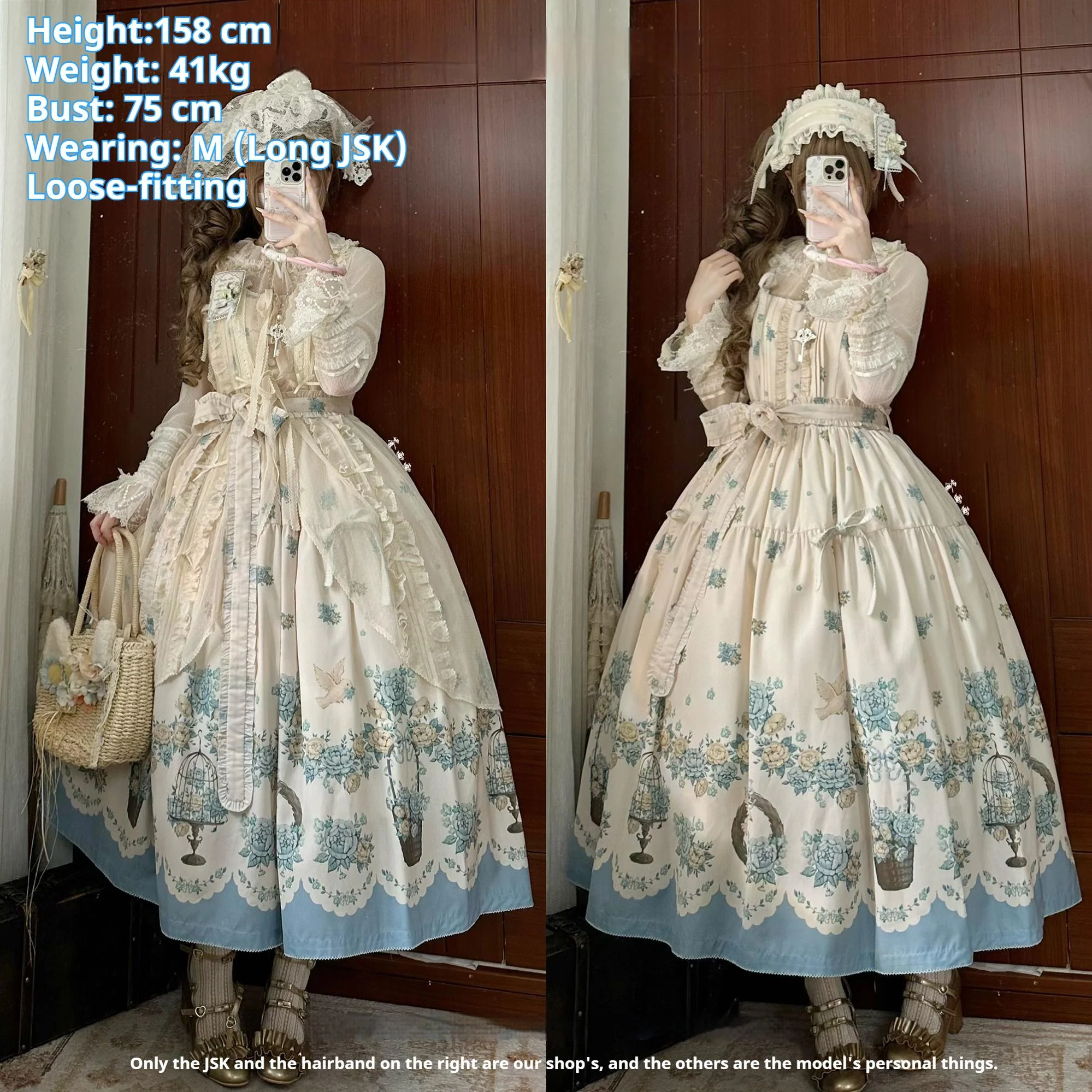 Floral and Bird Series - Classic Lolita JSK Dress, Floral Print - Image 24