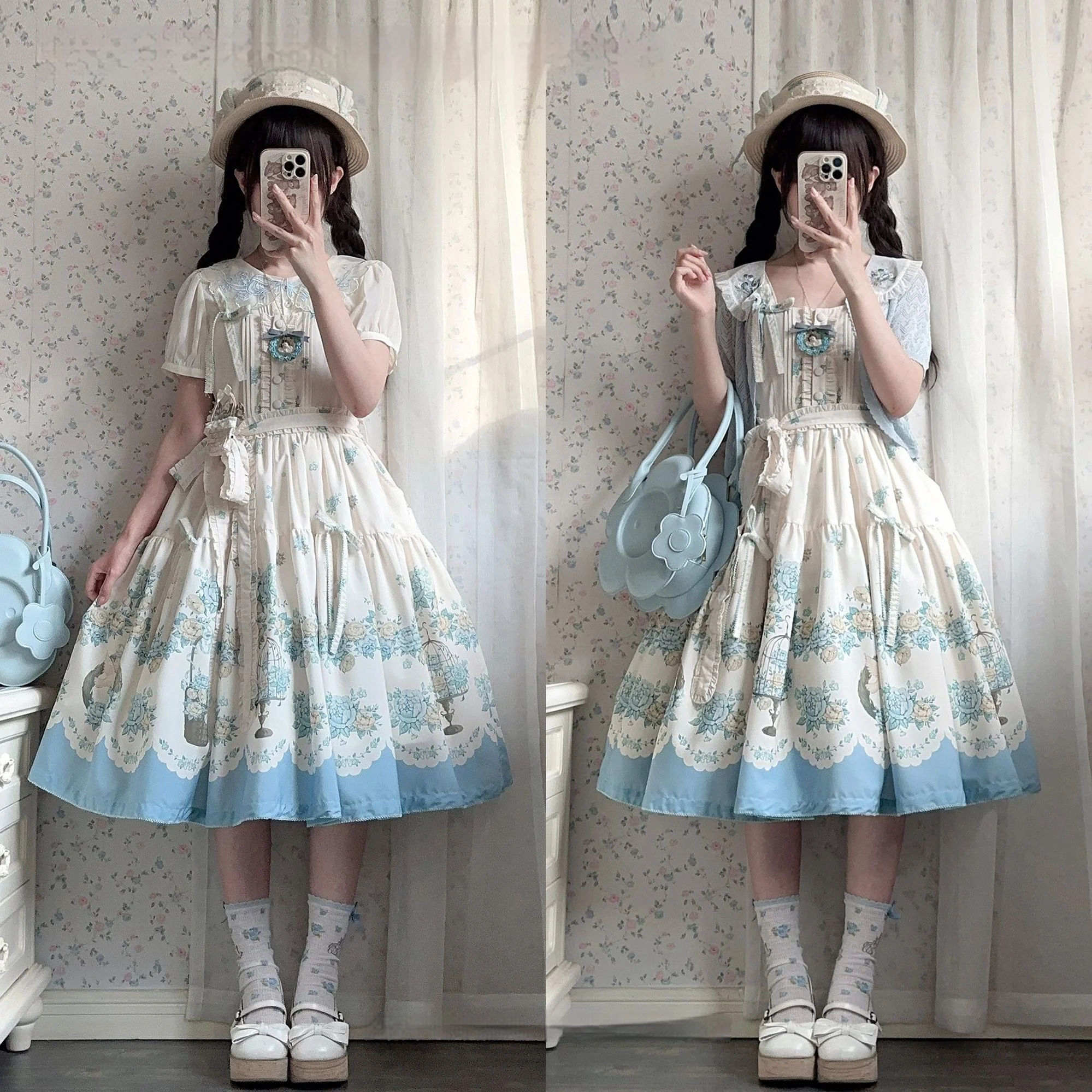 Floral and Bird Series - Classic Lolita JSK Dress, Floral Print - Image 27
