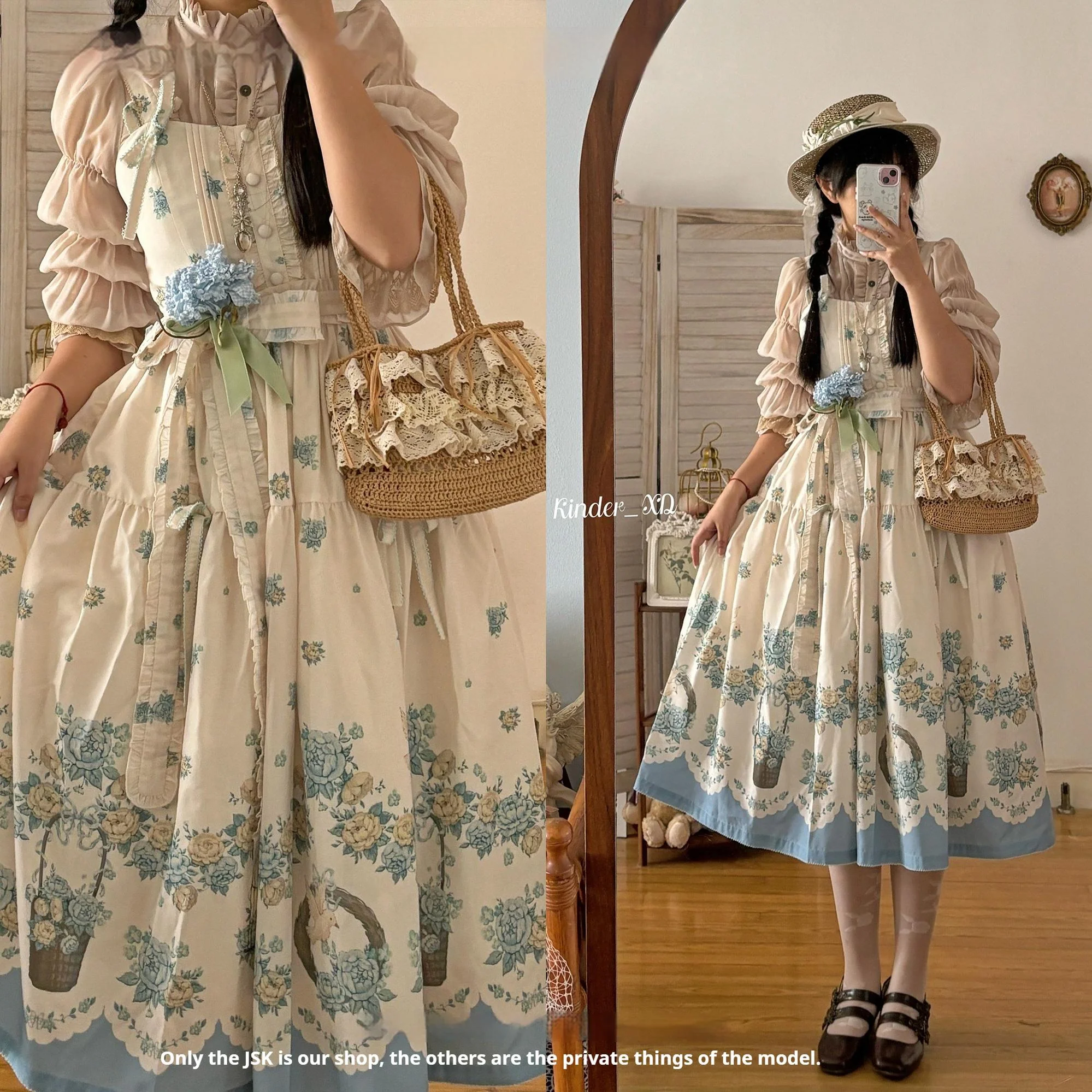 Floral and Bird Series - Classic Lolita JSK Dress, Floral Print - Image 29