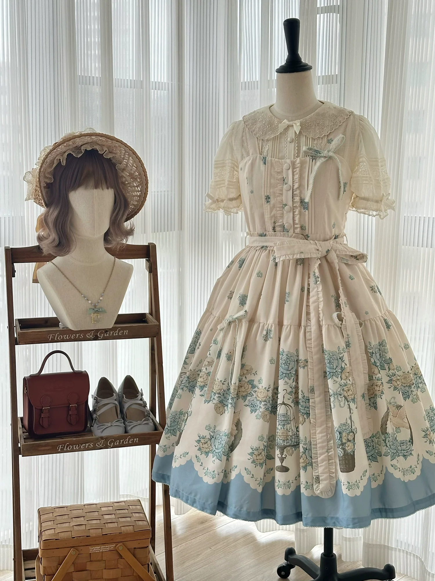 Floral and Bird Series - Classic Lolita JSK Dress, Floral Print - Image 3