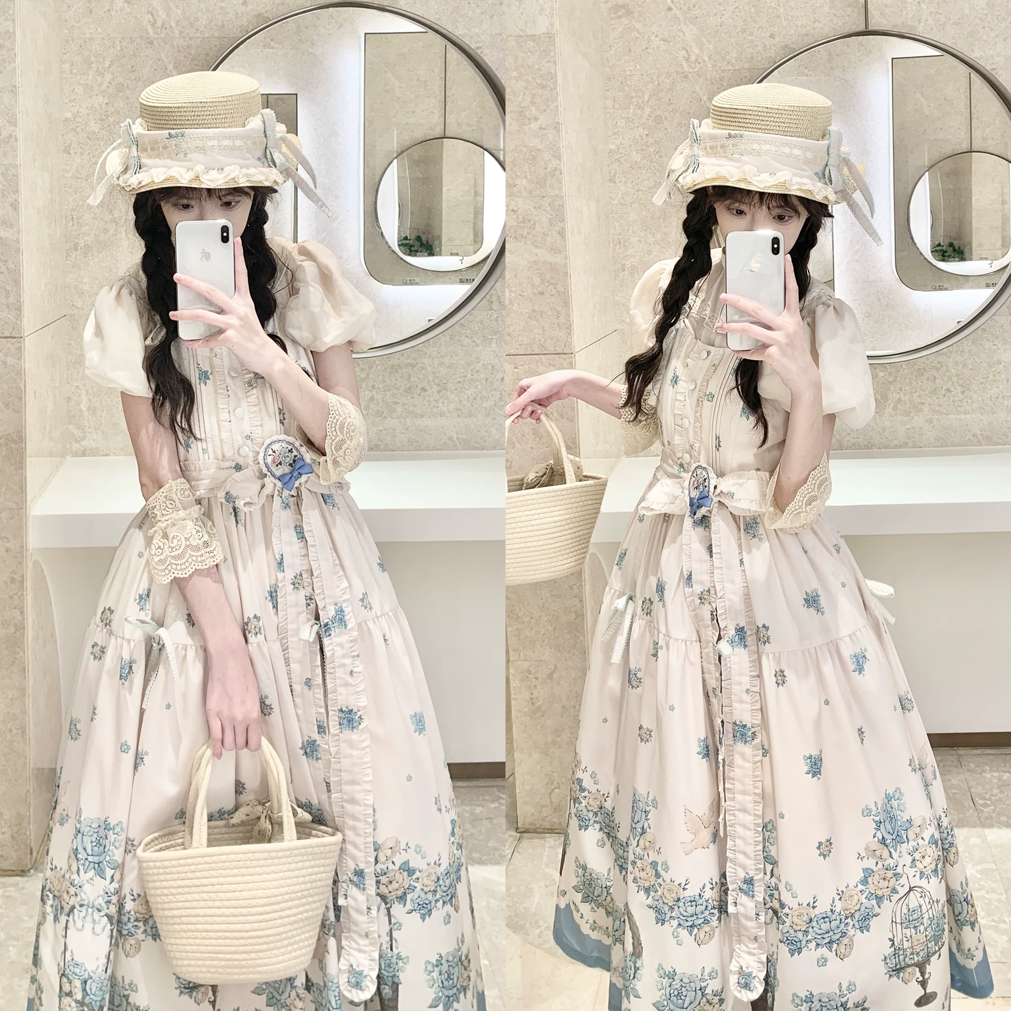 Floral and Bird Series - Classic Lolita JSK Dress, Floral Print - Image 31