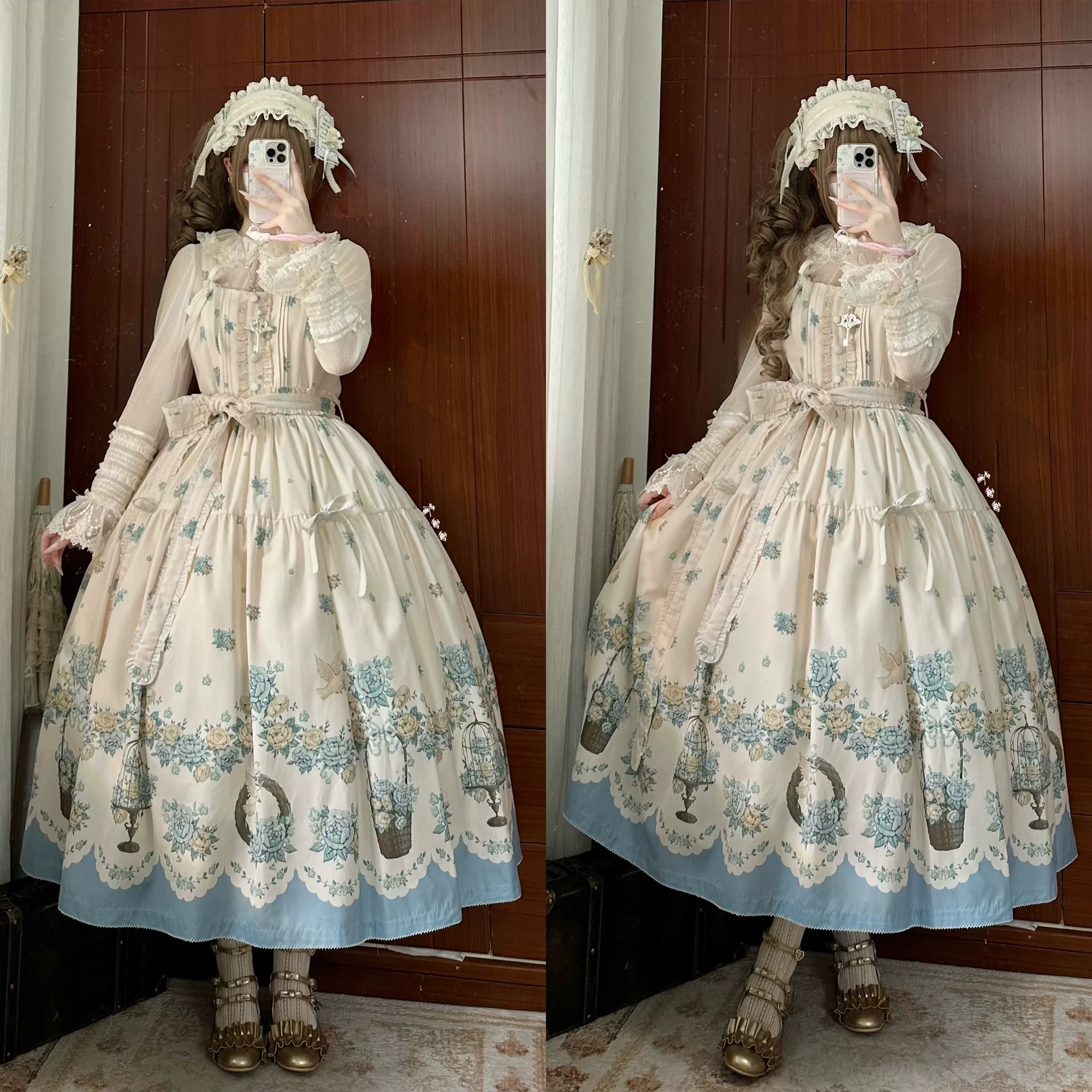 Floral and Bird Series - Classic Lolita JSK Dress, Floral Print - Image 33