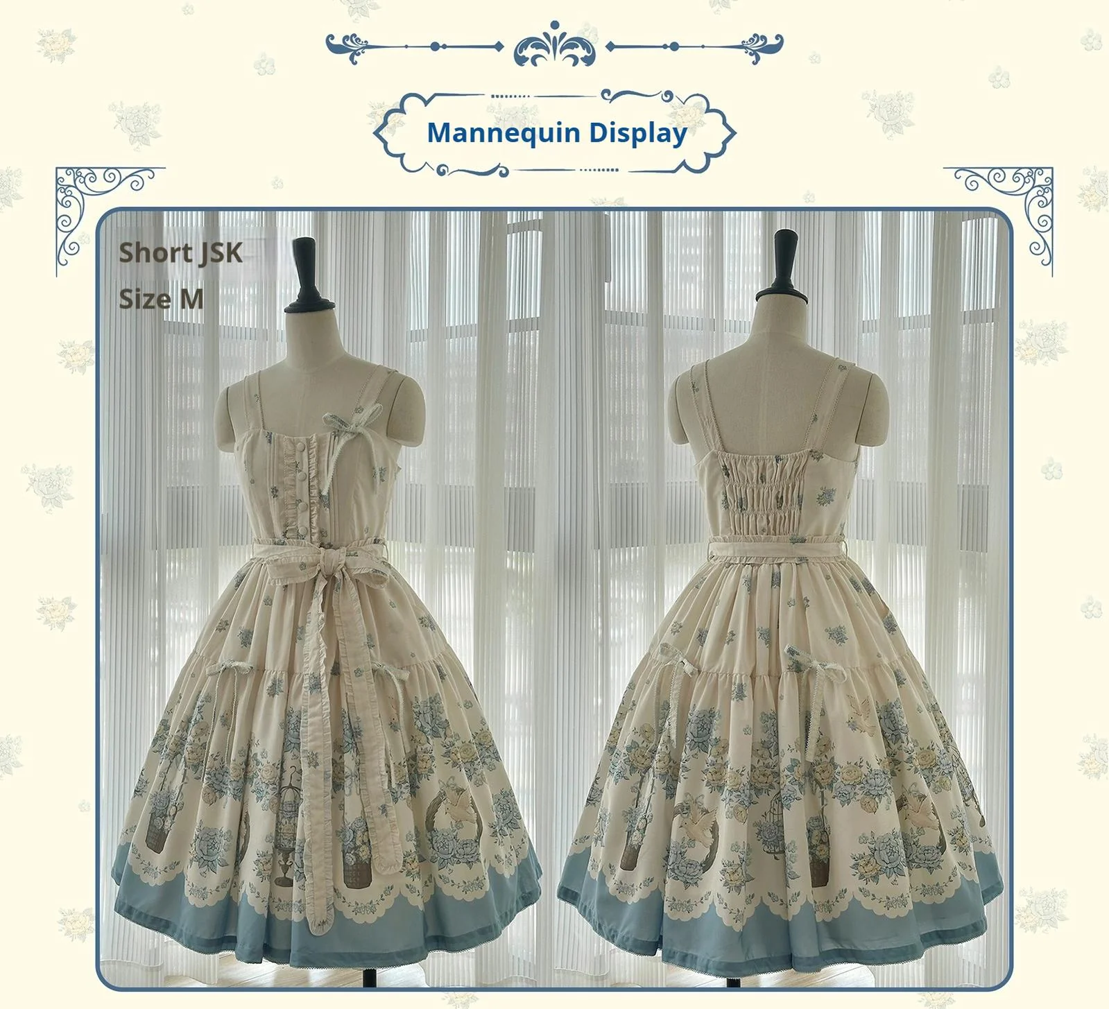 Floral and Bird Series - Classic Lolita JSK Dress, Floral Print - Image 6
