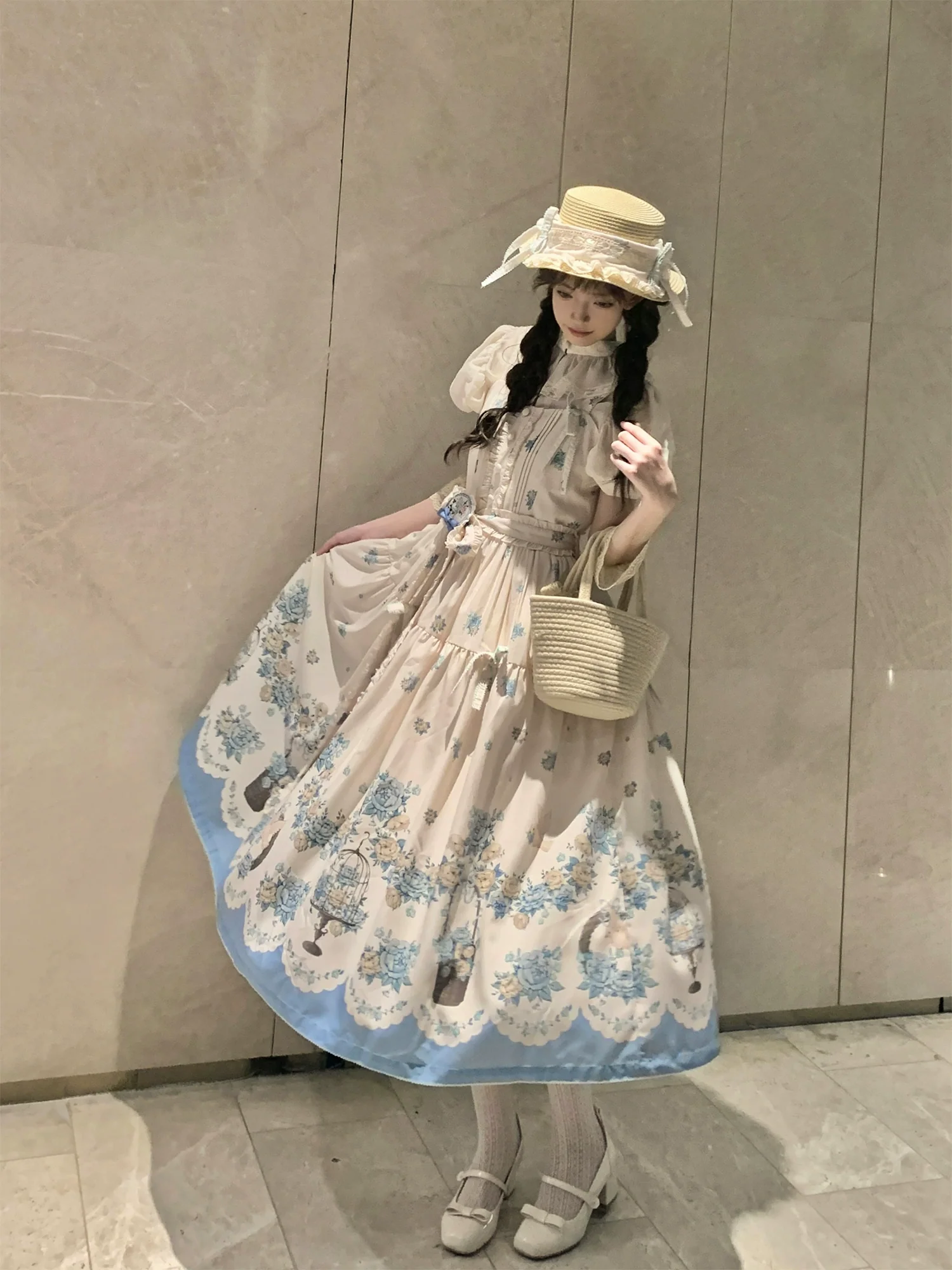 Floral and Bird Series - Classic Lolita JSK Dress, Floral Print - Image 7