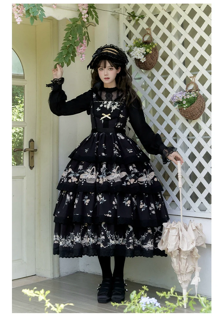 With PUJI - Letter and Poetry - Classic Lolita JSK Suit Four-tiered Twins Dress - Image 10