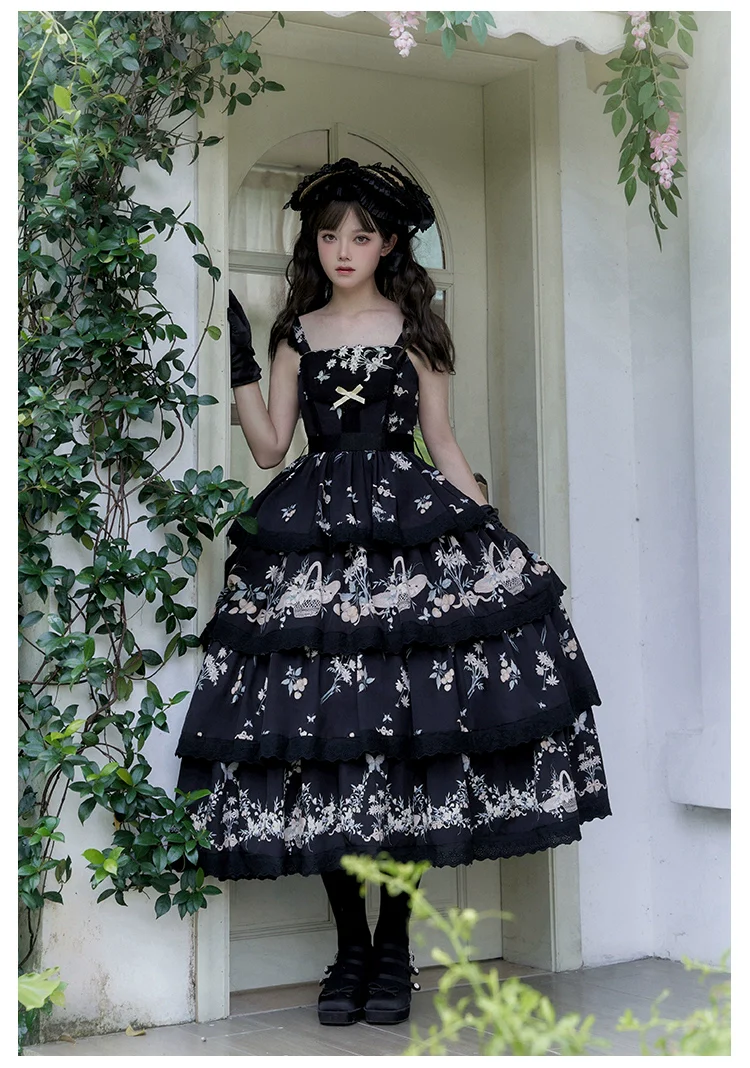 With PUJI - Letter and Poetry - Classic Lolita JSK Suit Four-tiered Twins Dress - Image 11