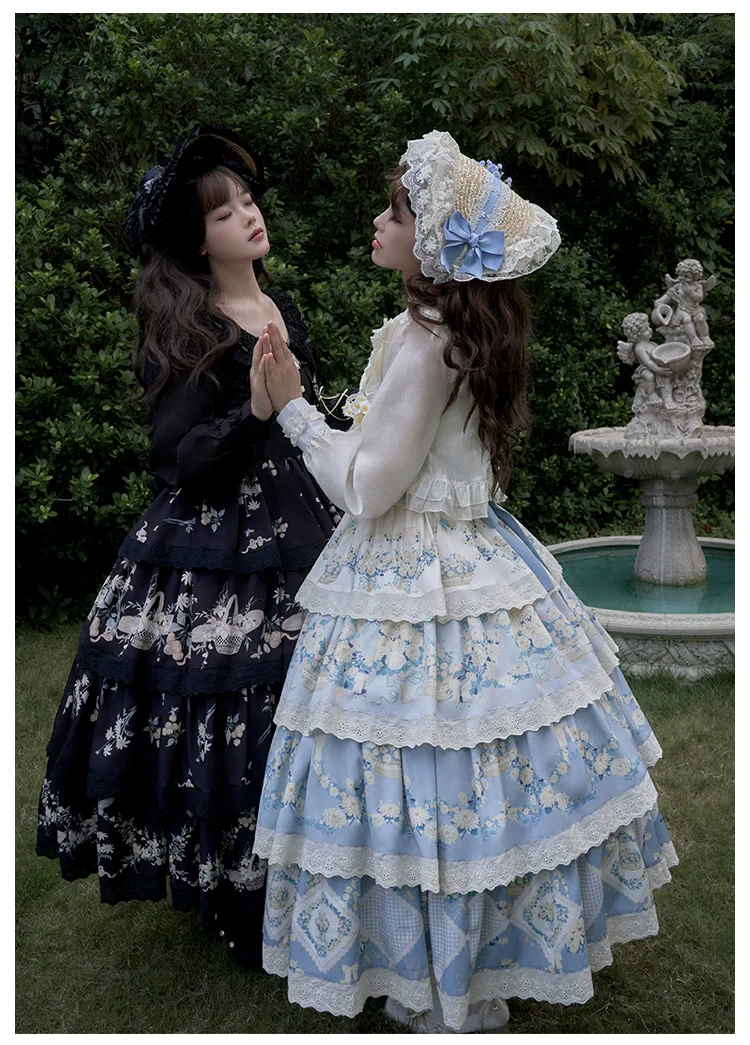 With PUJI - Letter and Poetry - Classic Lolita JSK Suit Four-tiered Twins Dress - Image 16