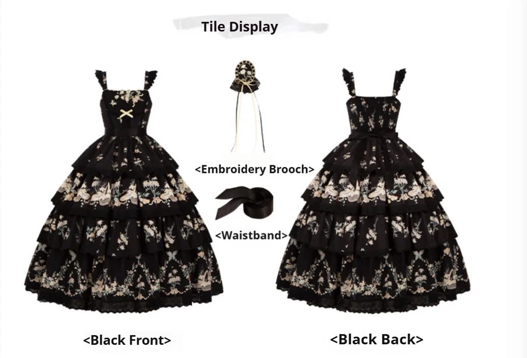 With PUJI - Letter and Poetry - Classic Lolita JSK Suit Four-tiered Twins Dress - Image 17