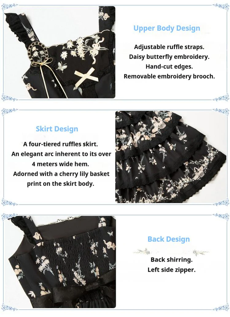With PUJI - Letter and Poetry - Classic Lolita JSK Suit Four-tiered Twins Dress - Image 19