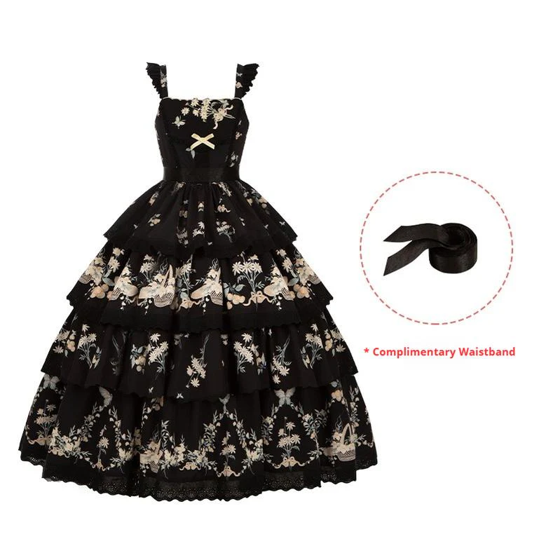 With PUJI - Letter and Poetry - Classic Lolita JSK Suit Four-tiered Twins Dress - Image 24