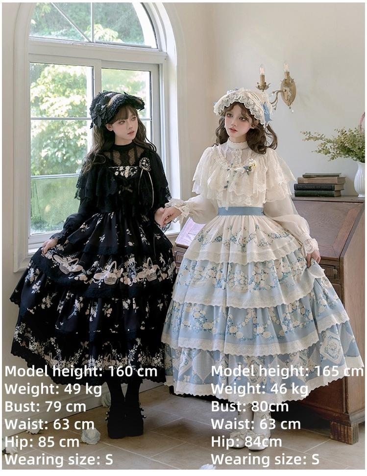 With PUJI - Letter and Poetry - Classic Lolita JSK Suit Four-tiered Twins Dress - Image 4