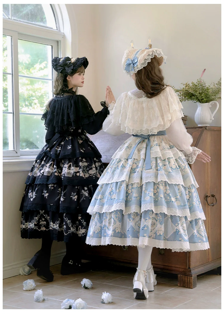 With PUJI - Letter and Poetry - Classic Lolita JSK Suit Four-tiered Twins Dress - Image 7