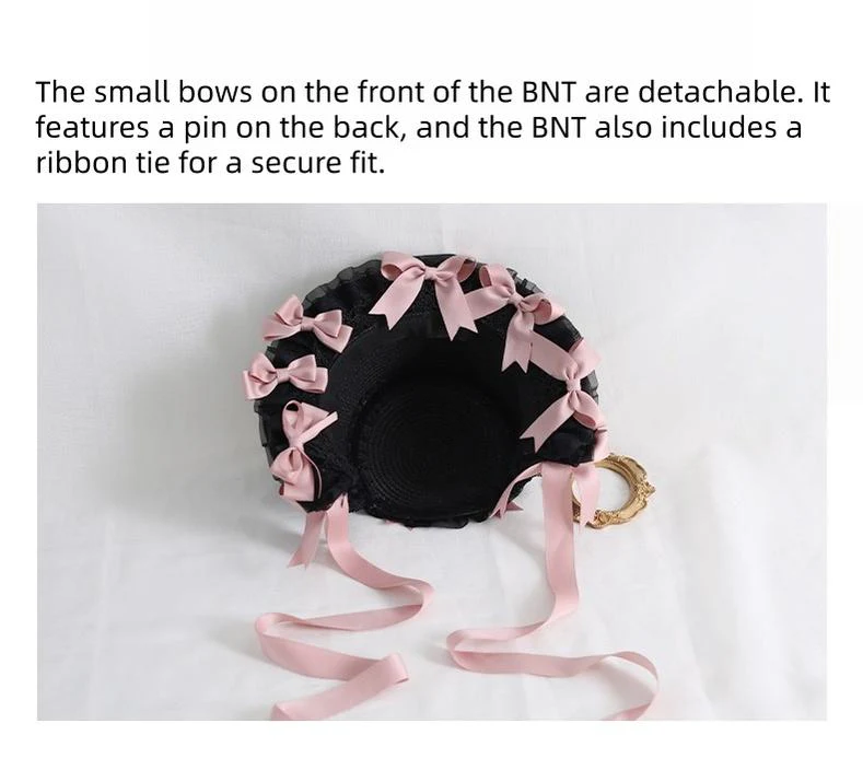 Xiaogui - Classic Lolita Lace Bonnet Hat, Detachable Bows - Image 17