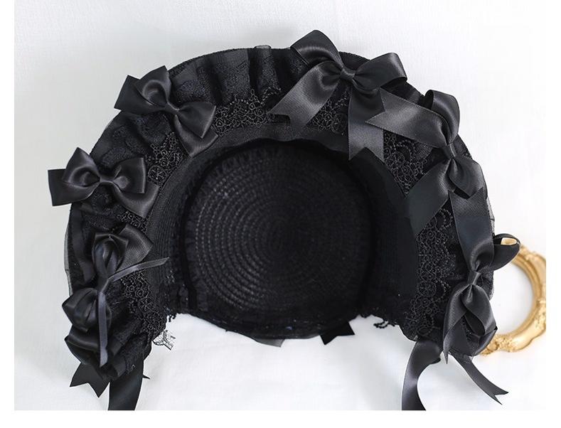 Xiaogui - Classic Lolita Lace Bonnet Hat, Detachable Bows - Image 4