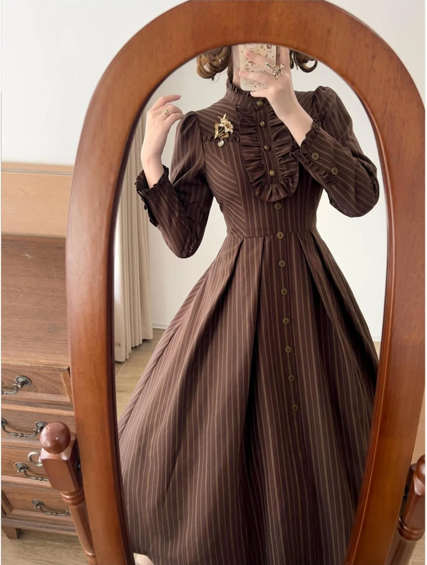 Forest Castle - Classic Lolita Long Striped Dress, Irregular Hem Vest - Image 33