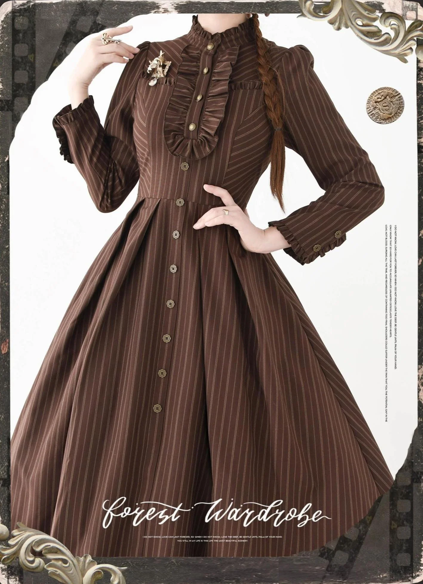 Forest Castle - Classic Lolita Long Striped Dress, Irregular Hem Vest - Image 36