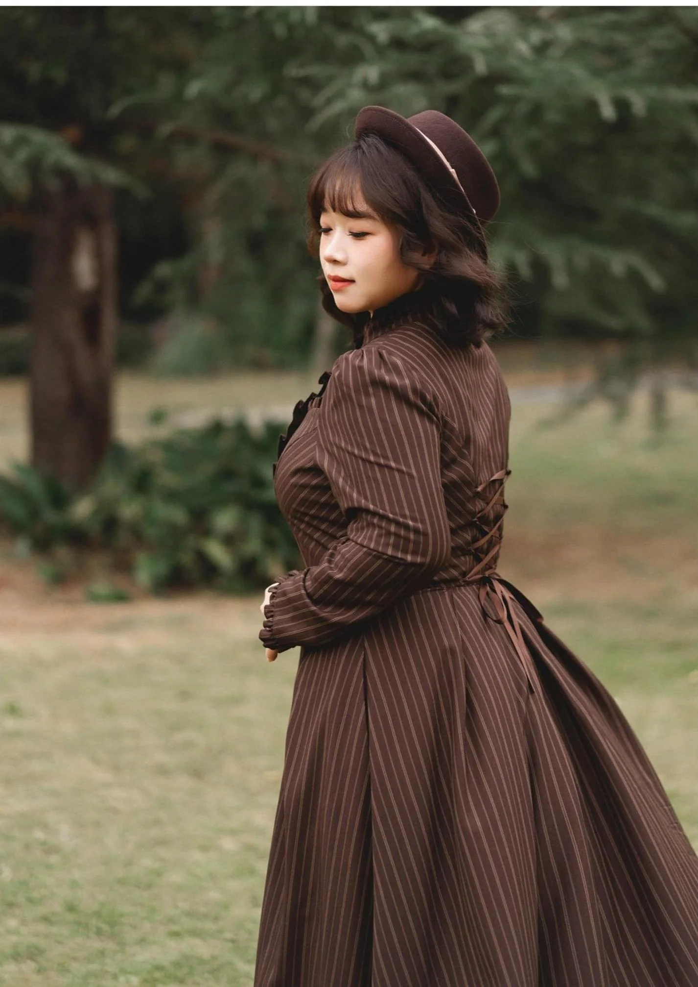Forest Castle - Classic Lolita Long Striped Dress, Irregular Hem Vest - Image 40