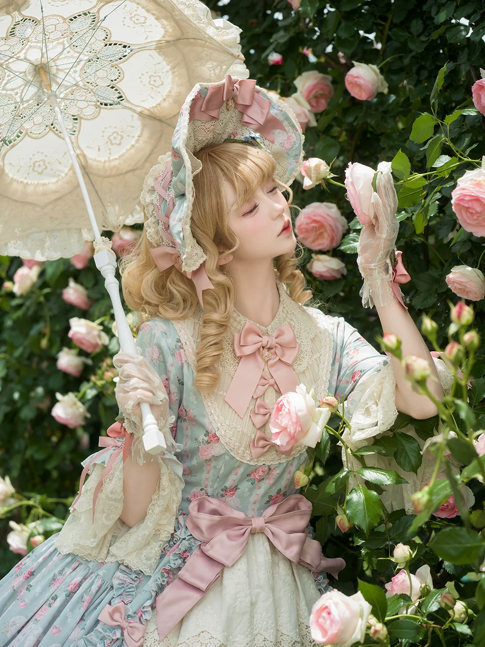 Lilyka Garden - Classic Lolita OP Dress Set Elegant Floral Wall Princess Sleeve - Image 10