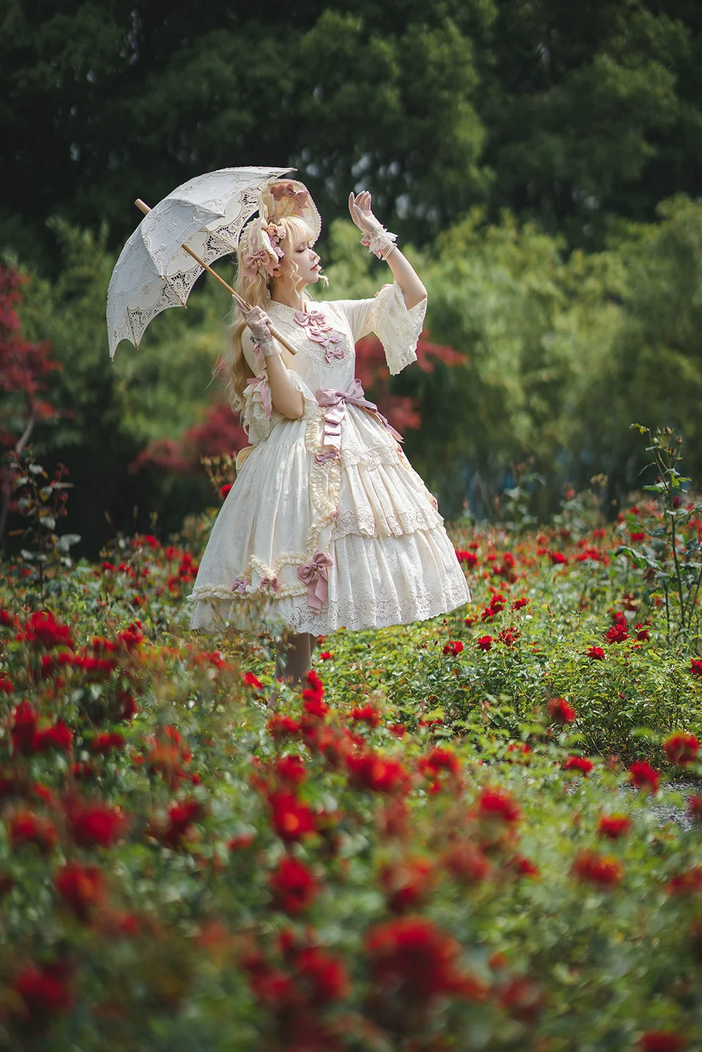 Lilyka Garden - Classic Lolita OP Dress Set Elegant Floral Wall Princess Sleeve - Image 111