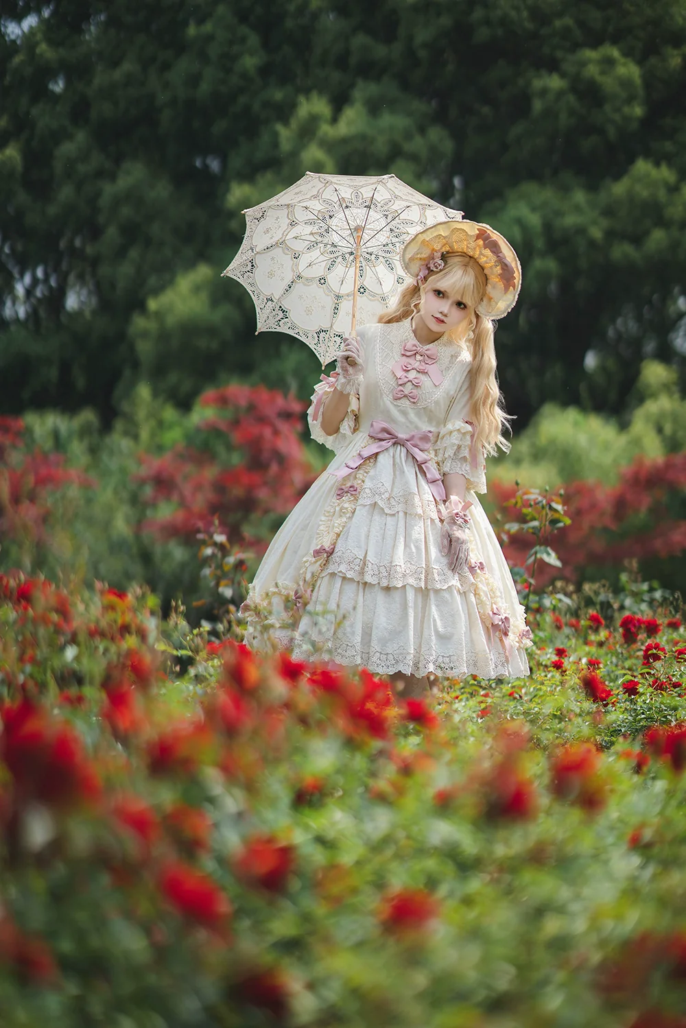 Lilyka Garden - Classic Lolita OP Dress Set Elegant Floral Wall Princess Sleeve - Image 112