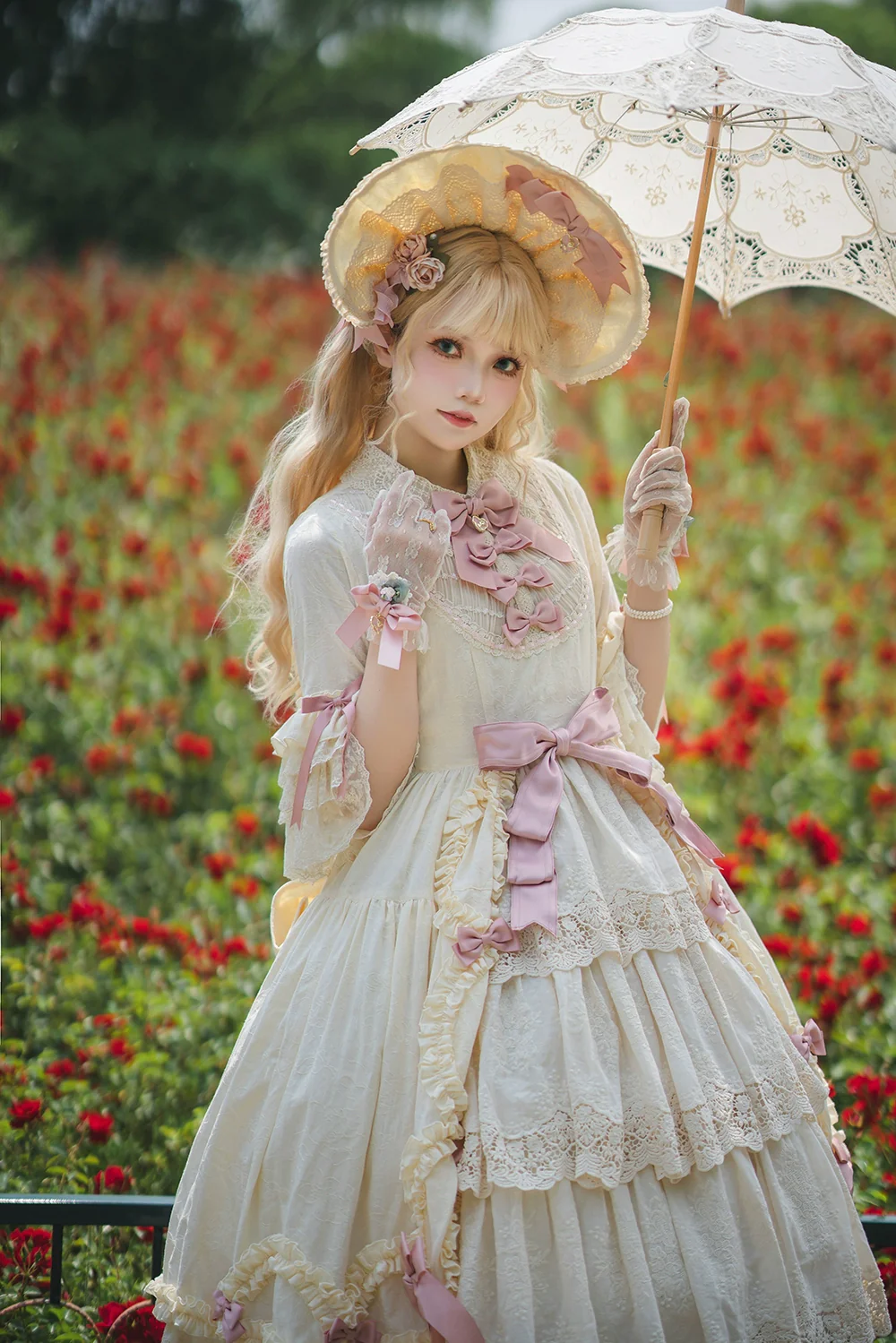 Lilyka Garden - Classic Lolita OP Dress Set Elegant Floral Wall Princess Sleeve - Image 114