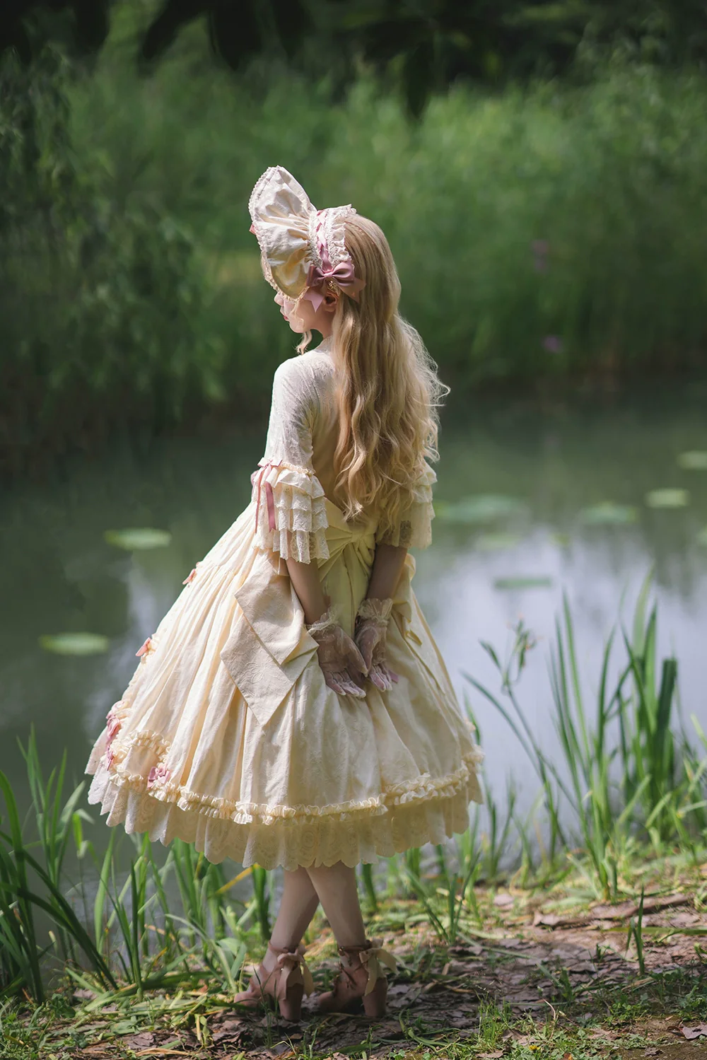 Lilyka Garden - Classic Lolita OP Dress Set Elegant Floral Wall Princess Sleeve - Image 117