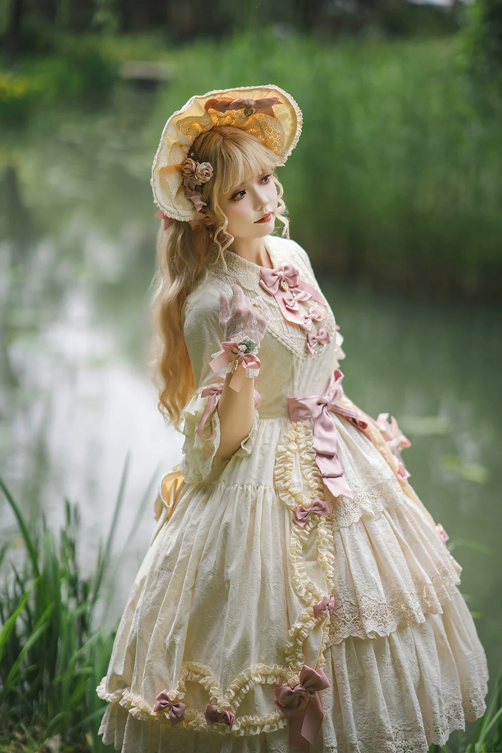 Lilyka Garden - Classic Lolita OP Dress Set Elegant Floral Wall Princess Sleeve - Image 118
