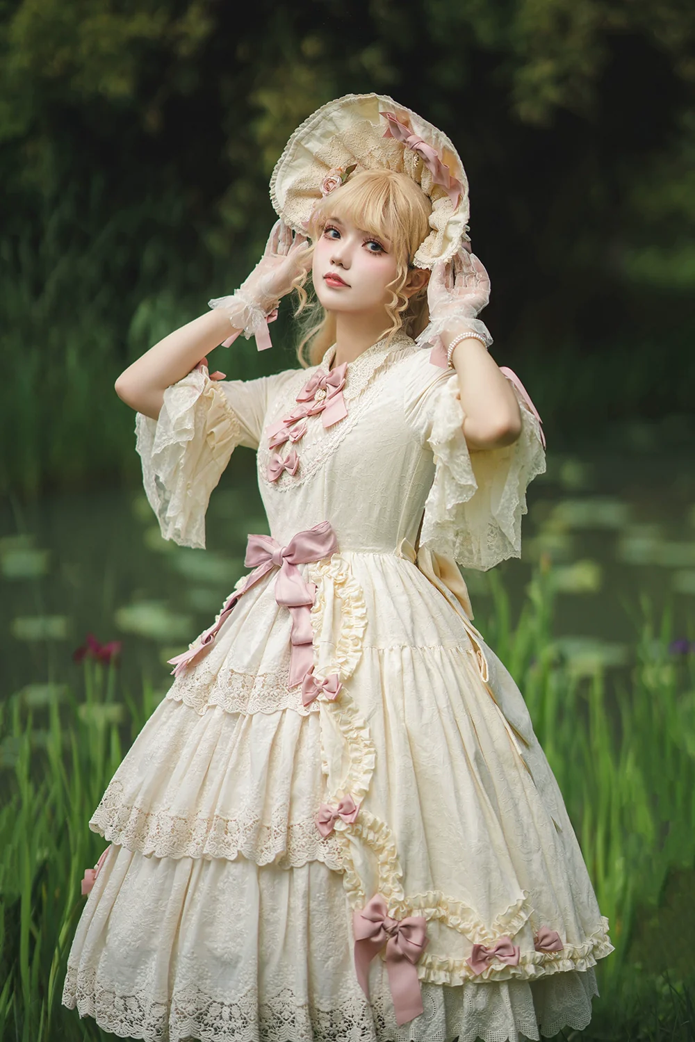 Lilyka Garden - Classic Lolita OP Dress Set Elegant Floral Wall Princess Sleeve - Image 119