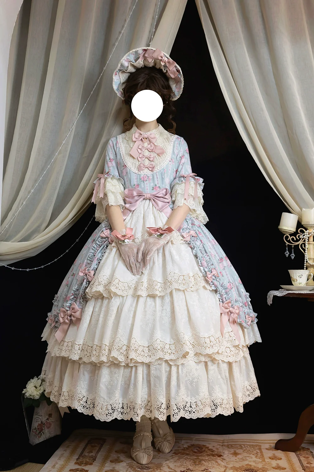 Lilyka Garden - Classic Lolita OP Dress Set Elegant Floral Wall Princess Sleeve - Image 13