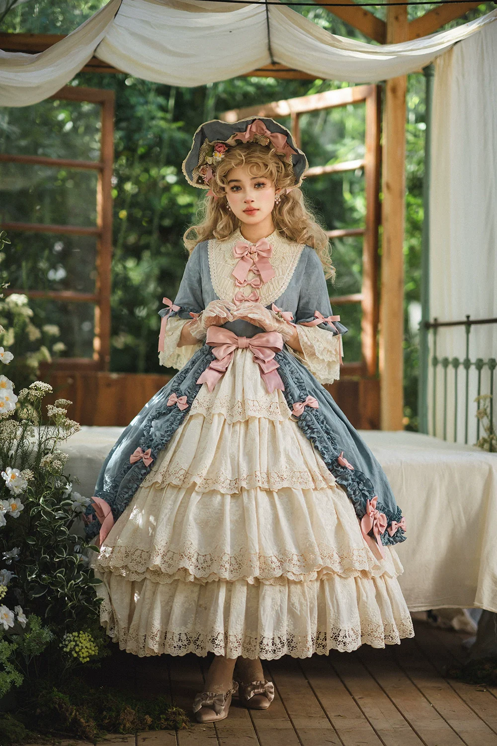 Lilyka Garden - Classic Lolita OP Dress Set Elegant Floral Wall Princess Sleeve - Image 136