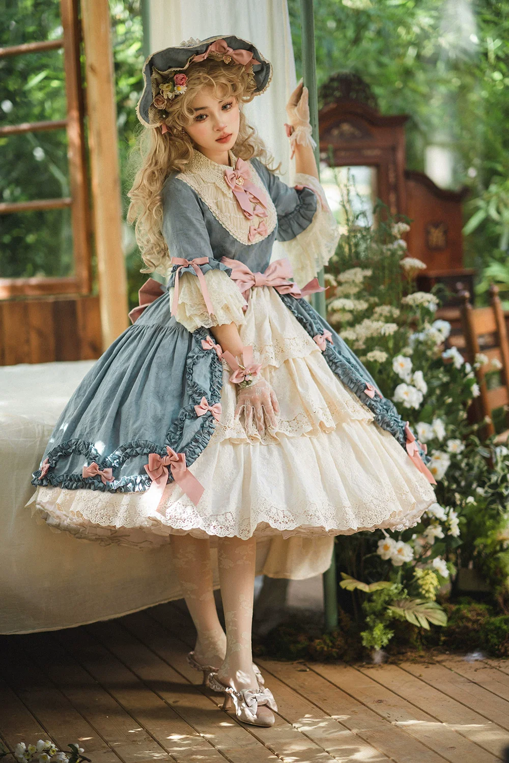 Lilyka Garden - Classic Lolita OP Dress Set Elegant Floral Wall Princess Sleeve - Image 138