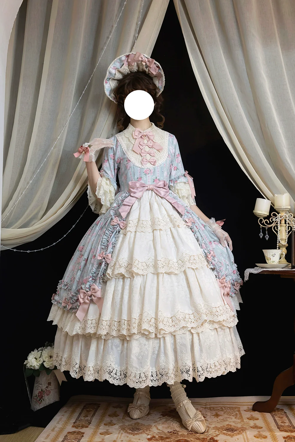 Lilyka Garden - Classic Lolita OP Dress Set Elegant Floral Wall Princess Sleeve - Image 14