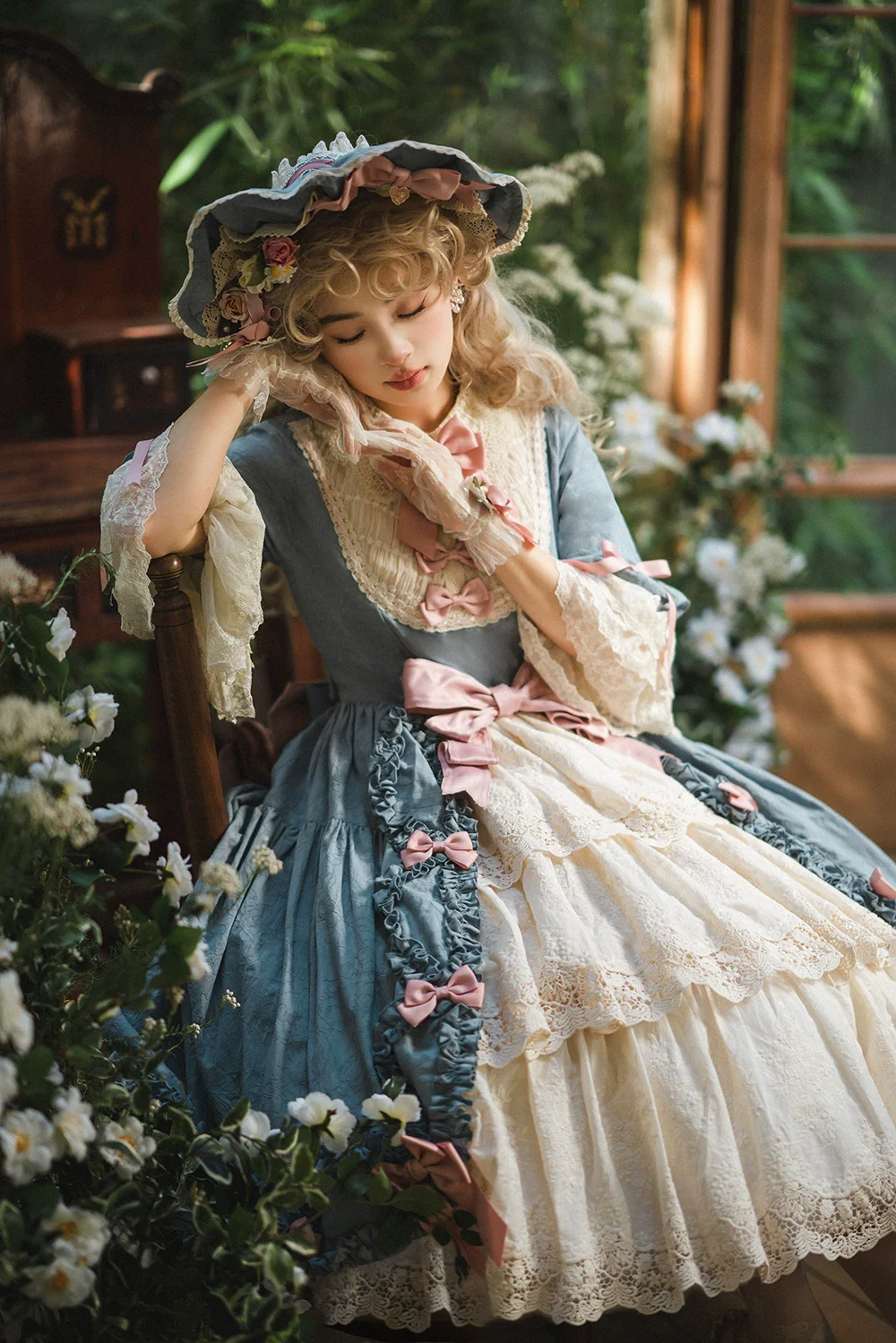 Lilyka Garden - Classic Lolita OP Dress Set Elegant Floral Wall Princess Sleeve - Image 145