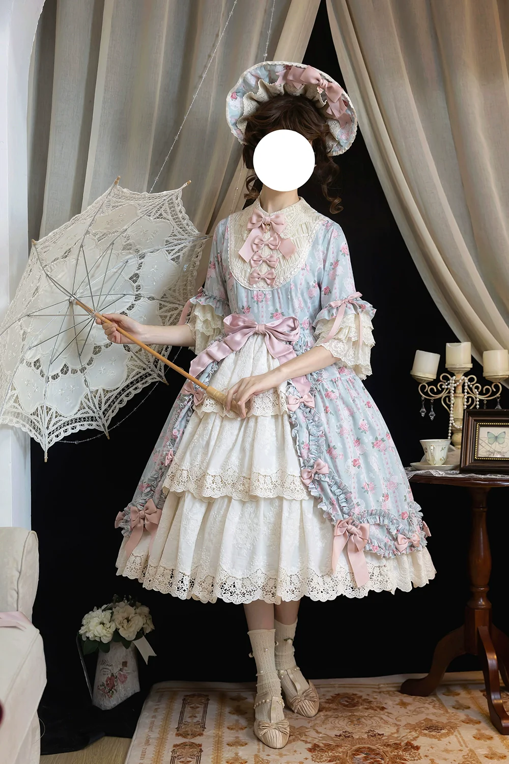 Lilyka Garden - Classic Lolita OP Dress Set Elegant Floral Wall Princess Sleeve - Image 16