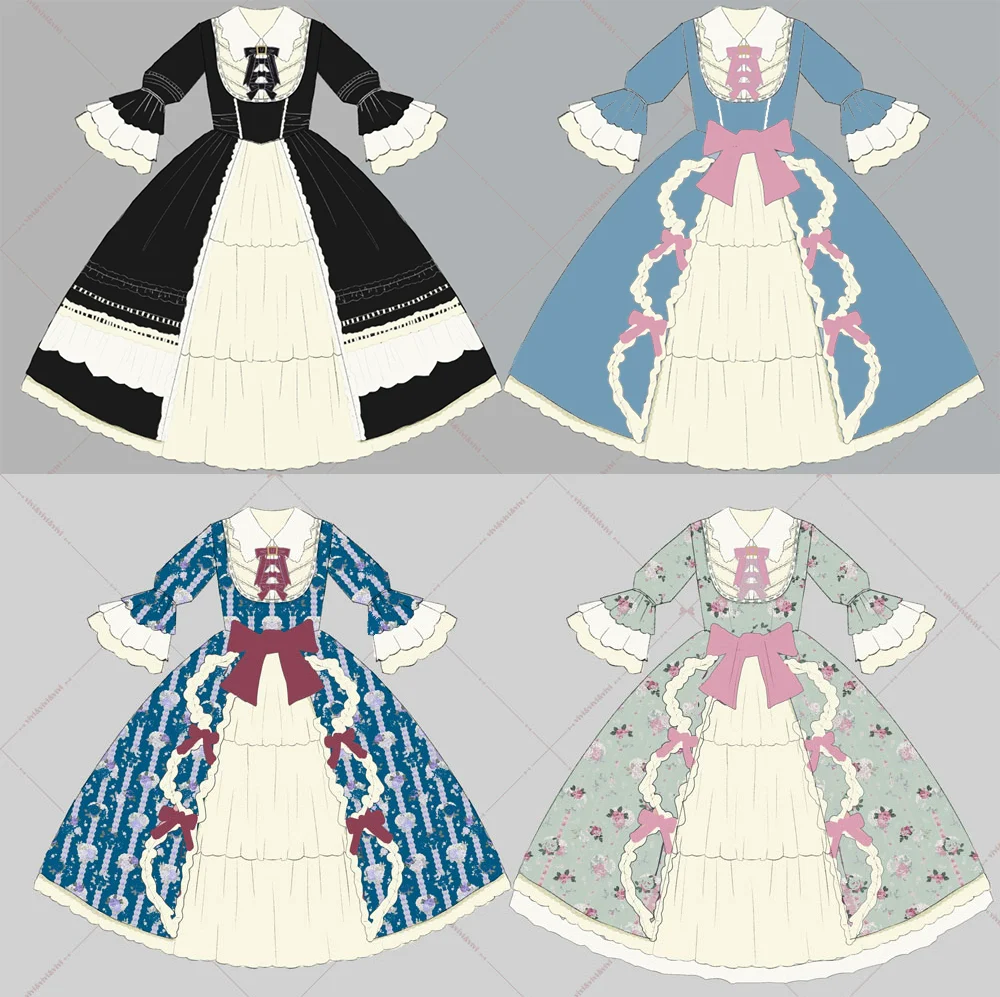 Lilyka Garden - Classic Lolita OP Dress Set Elegant Floral Wall Princess Sleeve - Image 162