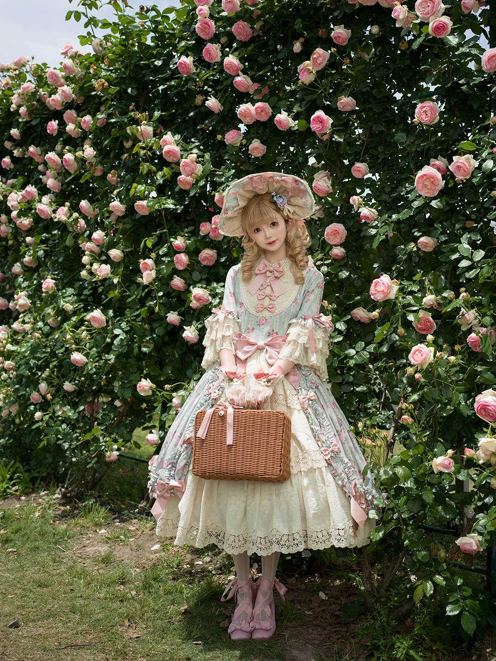 Lilyka Garden - Classic Lolita OP Dress Set Elegant Floral Wall Princess Sleeve - Image 2