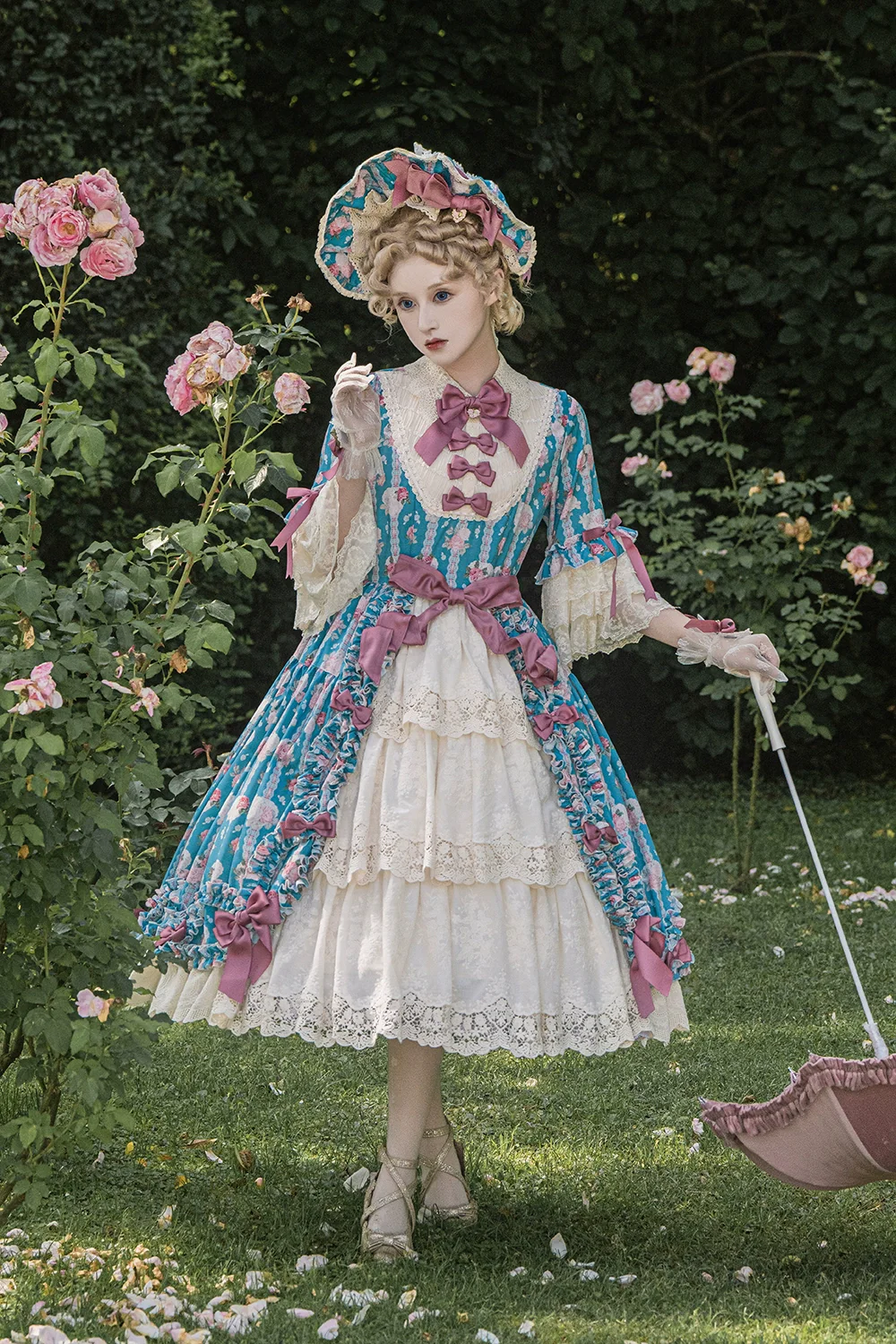 Lilyka Garden - Classic Lolita OP Dress Set Elegant Floral Wall Princess Sleeve - Image 33