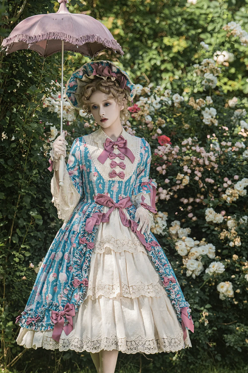 Lilyka Garden - Classic Lolita OP Dress Set Elegant Floral Wall Princess Sleeve - Image 35