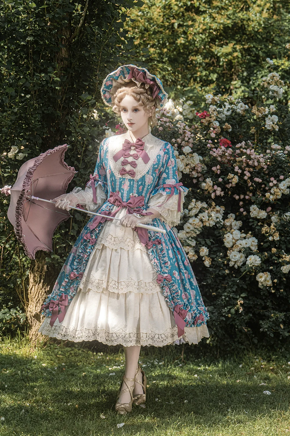 Lilyka Garden - Classic Lolita OP Dress Set Elegant Floral Wall Princess Sleeve - Image 36