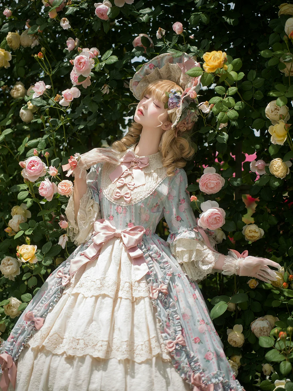 Lilyka Garden - Classic Lolita OP Dress Set Elegant Floral Wall Princess Sleeve - Image 7