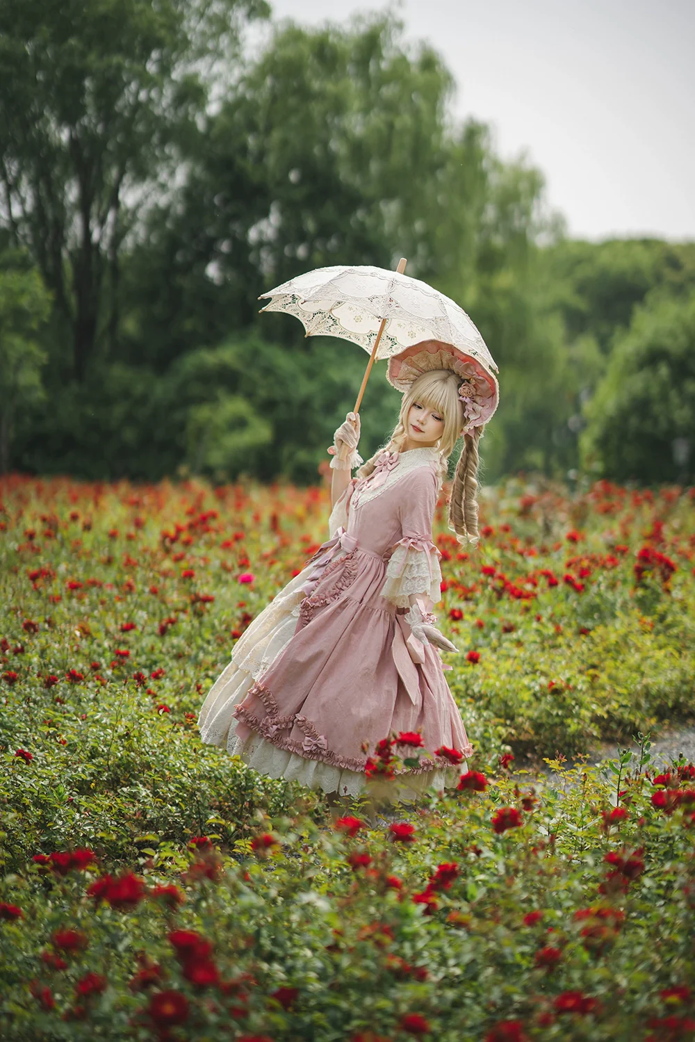 Lilyka Garden - Classic Lolita OP Dress Set Elegant Floral Wall Princess Sleeve - Image 80