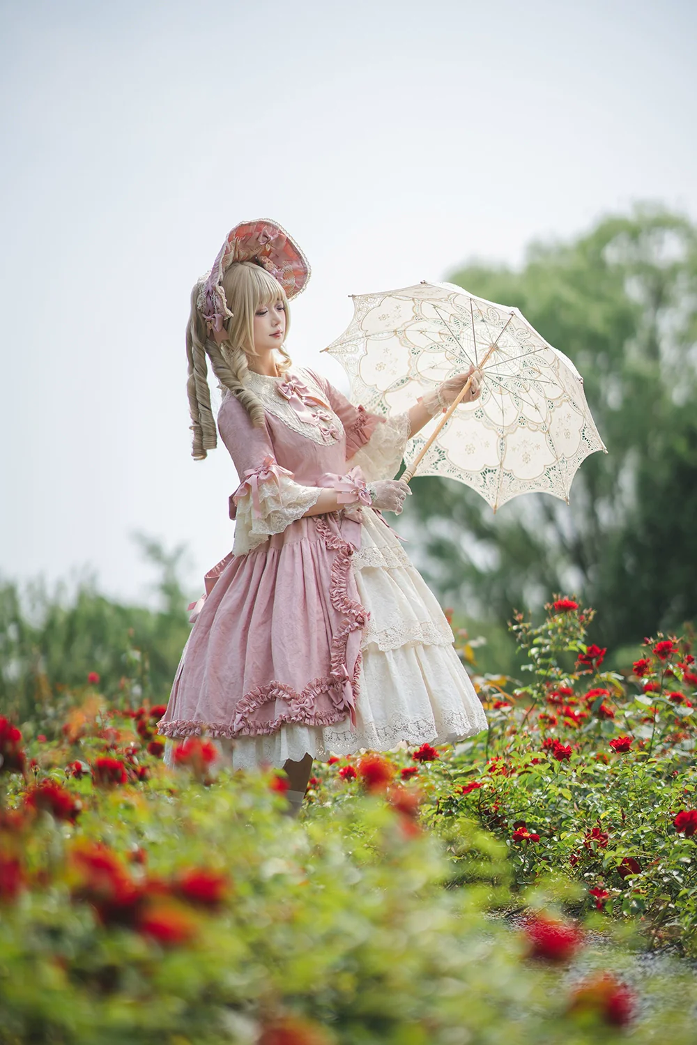 Lilyka Garden - Classic Lolita OP Dress Set Elegant Floral Wall Princess Sleeve - Image 86