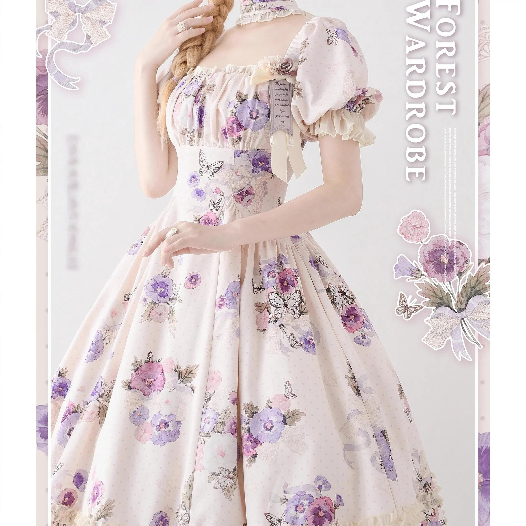 Forest Basket - Classic Lolita OP Dress Floral Print - Image 11