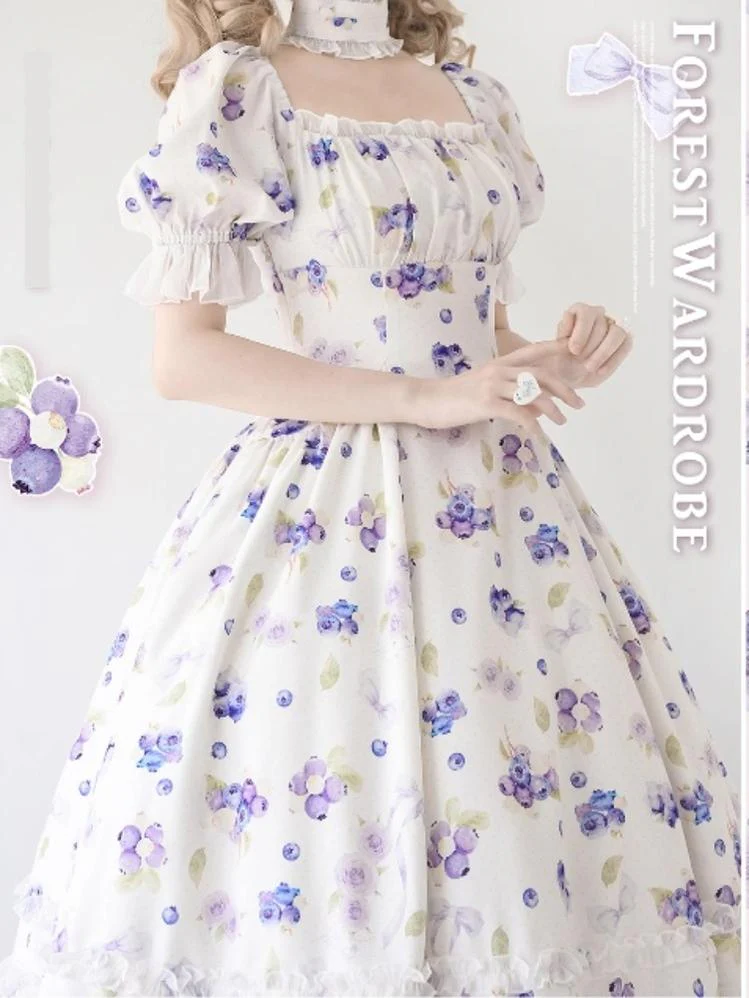 Forest Basket - Classic Lolita OP Dress Floral Print - Image 12