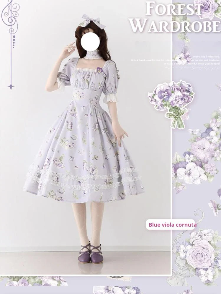 Forest Basket - Classic Lolita OP Dress Floral Print - Image 16