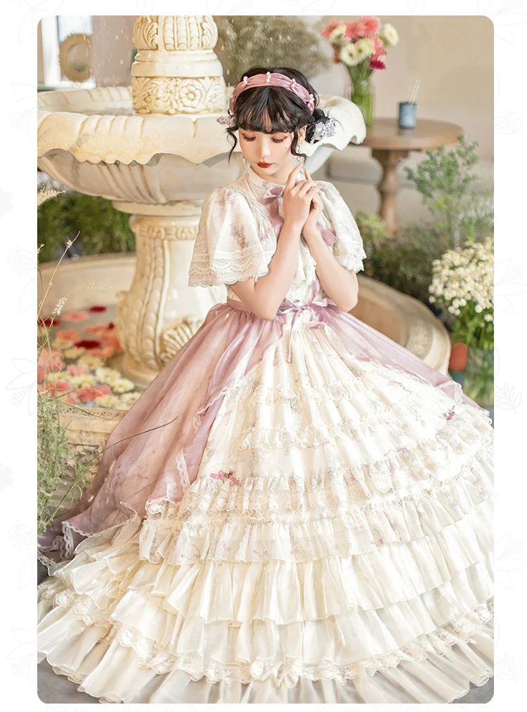 With PUJI - Nanke - Edwardian Collar Classic Lolita OP Dress Outfit - Image 11