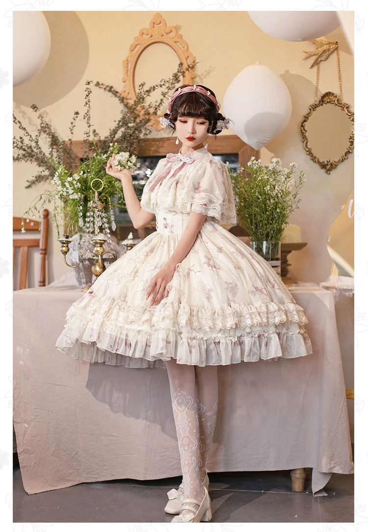 With PUJI - Nanke - Edwardian Collar Classic Lolita OP Dress Outfit - Image 12