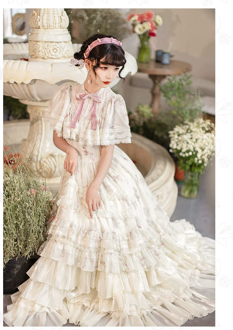With PUJI - Nanke - Edwardian Collar Classic Lolita OP Dress Outfit - Image 13