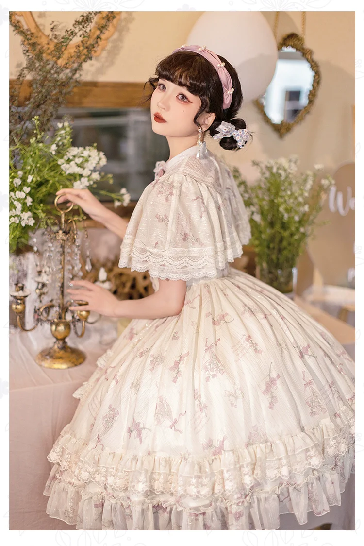 With PUJI - Nanke - Edwardian Collar Classic Lolita OP Dress Outfit - Image 14